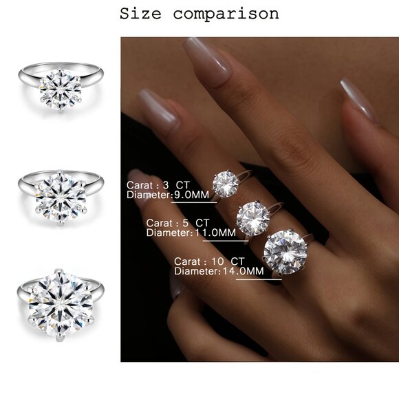 1pc 5CT Moissanite Eternity Ring 925 Sterling Silver Symbol Of Eternal Love - Picture 10 of 11